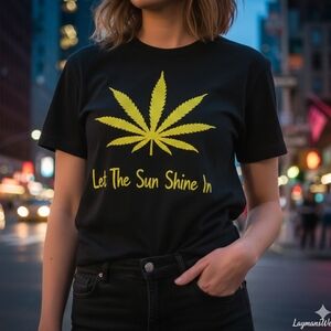 Black Graphic Tee with Yellow Print